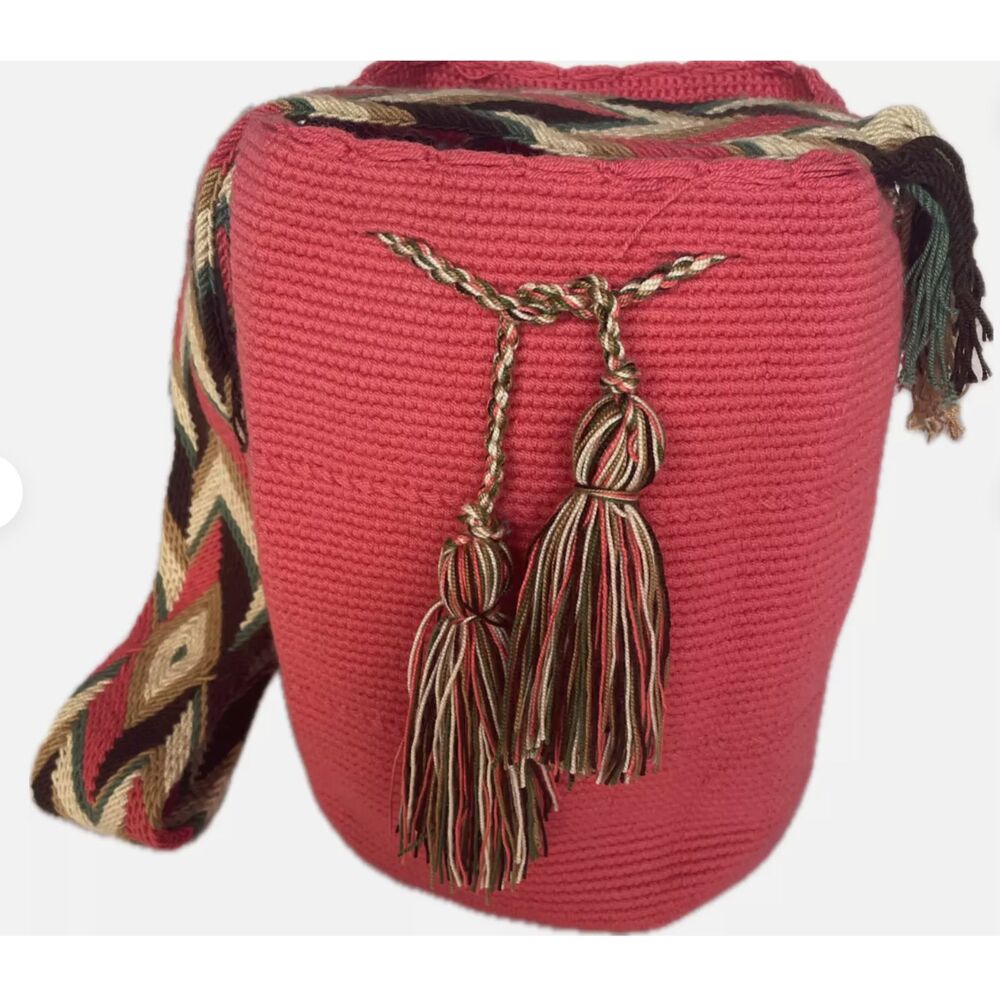 Handmade Wayuu Crochet Tote Bag, Woven Mochila, Colombian Tribal Bag, Beach Bag